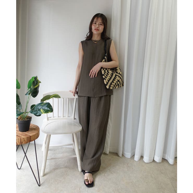 接触冷感シアーリネンタッチノースリーブブラウス【セットアップ可能】 | CORNERS  | 詳細画像4 