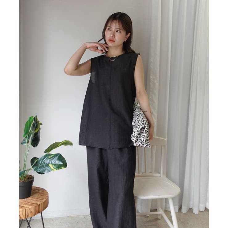 接触冷感シアーリネンタッチノースリーブブラウス【セットアップ可能】 | CORNERS  | 詳細画像9 