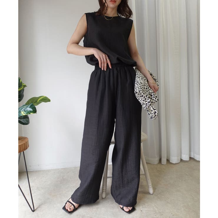 ブラック | 接触冷感シアーリネンタッチパンツ【セットアップ可能】 | CORNERS 