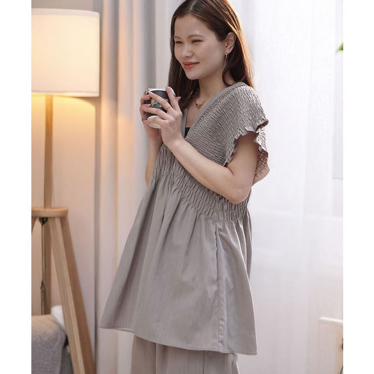 グレージュ | シャーリングチュニック【セットアップ可能】 | CORNERS 