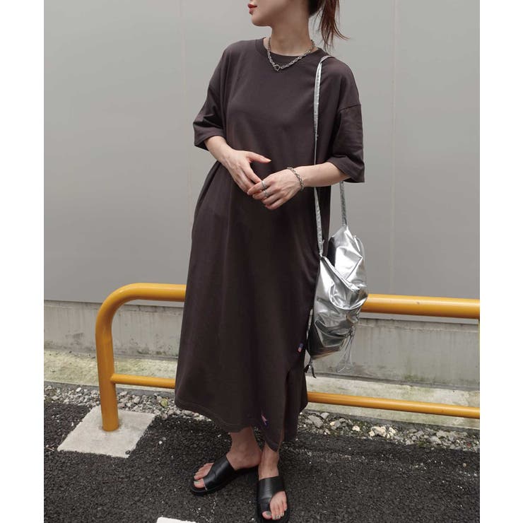 チャコール | USAコットンビッグシルエットTシャツワンピース | CORNERS 