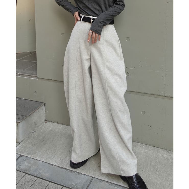 ストレッチフェイクウールセンタープレスワイドパンツ | CORNERS  | 詳細画像9 