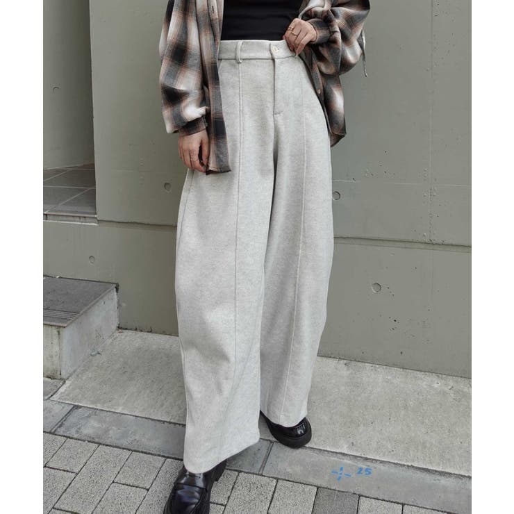 ストレッチフェイクウールセンタープレスワイドパンツ | CORNERS  | 詳細画像6 