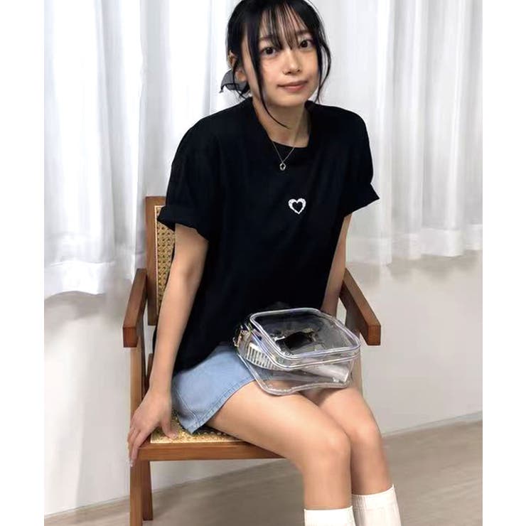 ブラック | グリッターハートTシャツ | CORNERS 