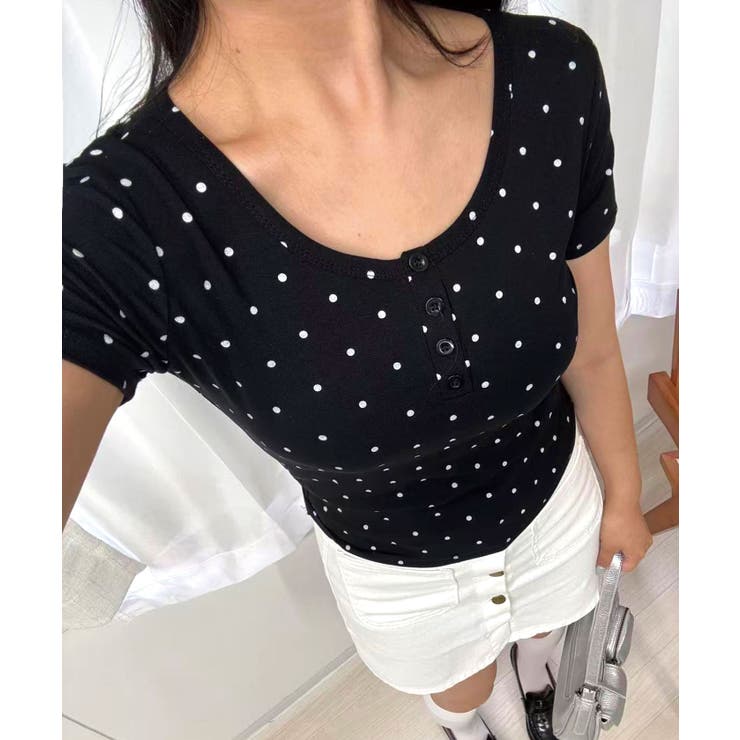 ドット柄ヘンリーネックTシャツ | CORNERS  | 詳細画像7 