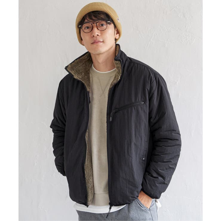 ブラック | 【親子コーデ】リバーシブルナイロンフリースブルゾン | ikka 