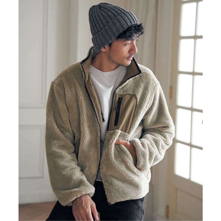 ベージュ | 【親子コーデ】リバーシブルナイロンフリースブルゾン | ikka 