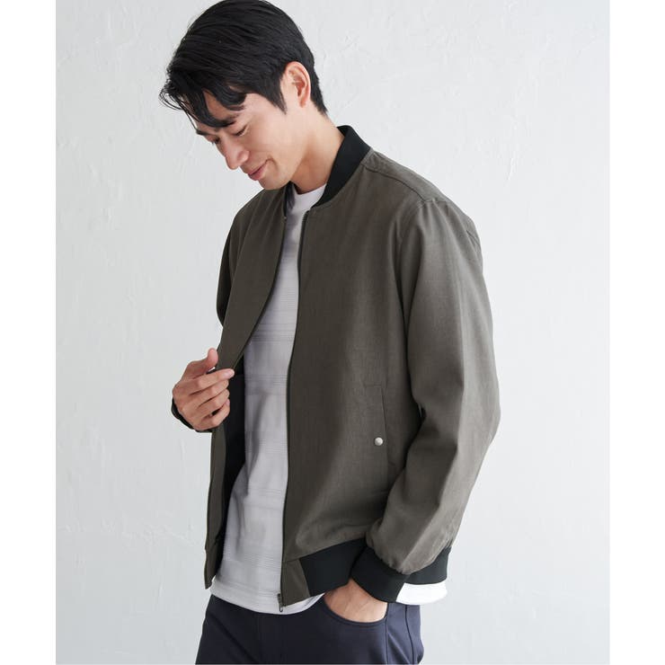 グレー | 撥水メランジリブブルゾン | ikka 