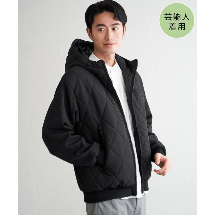 ブラック | 【芸能人着用】sorona(R)ブロックスコンビパーカー | ikka 