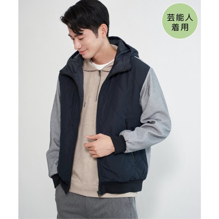 ネイビーブルー | 【芸能人着用】sorona(R)ブロックスコンビパーカー | ikka 