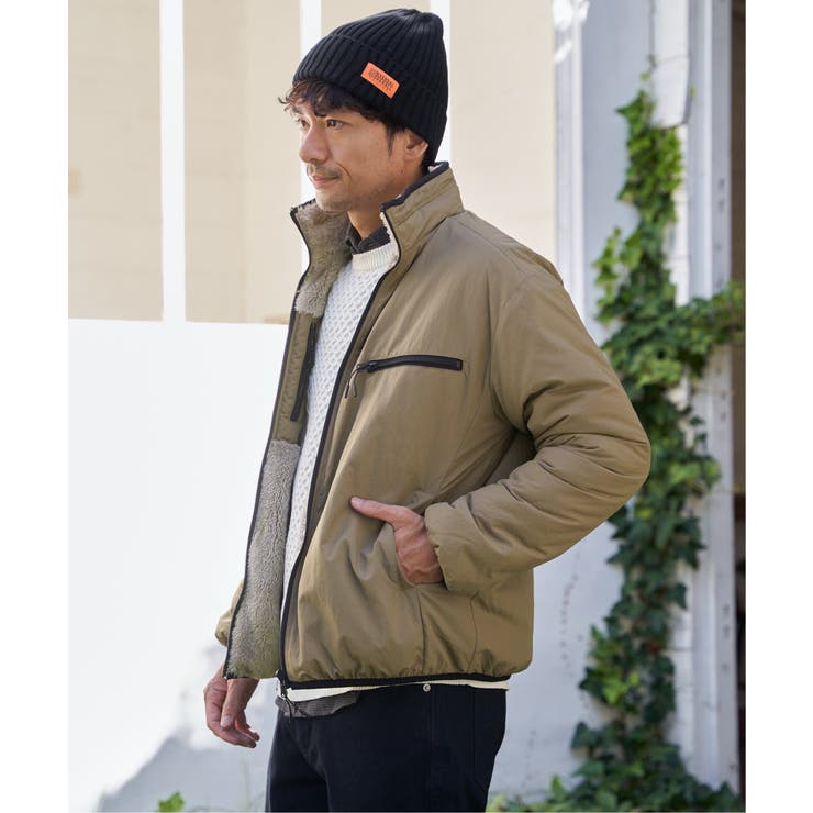 ベージュ | 【2WAY】リバーシブルナイロンフリースブルゾン | ikka 