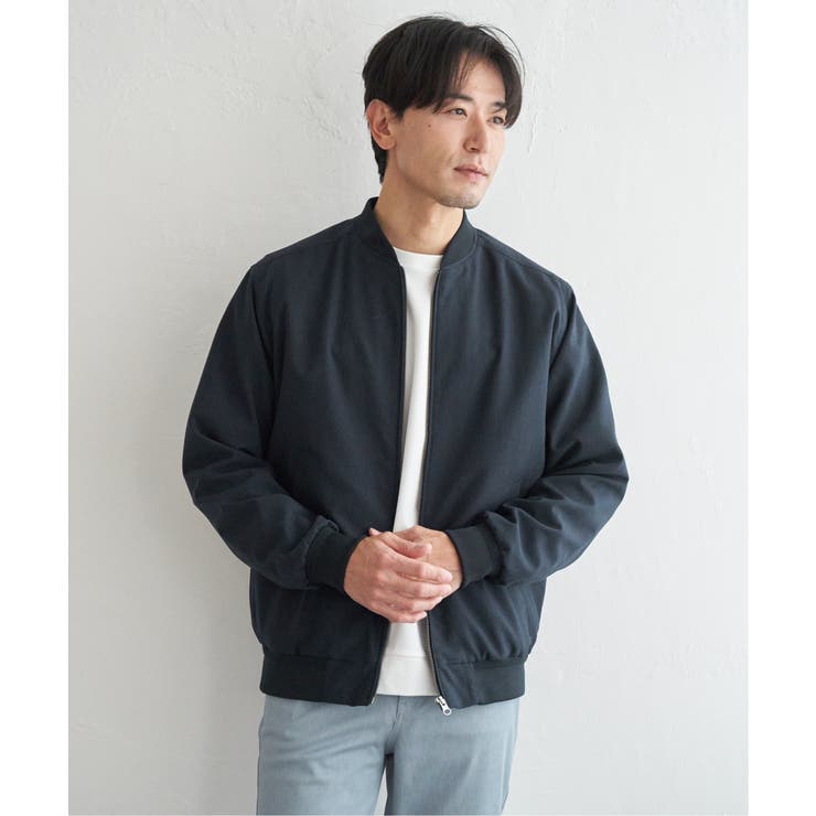 ネイビーブルー | 2wayライナー付きリブブルゾン | ikka 