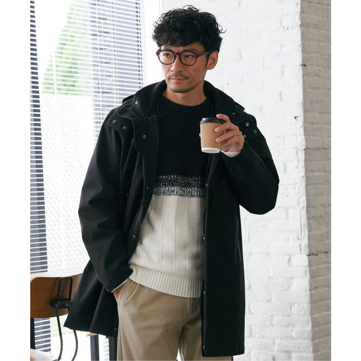 ブラック | 【撥水】sorona(R) 3WAYロングコート | ikka 