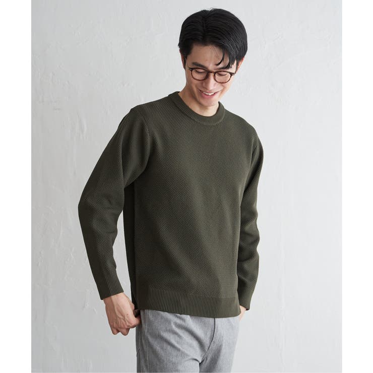 カーキ | GOKU楽ニット鹿の子クルー | ikka 