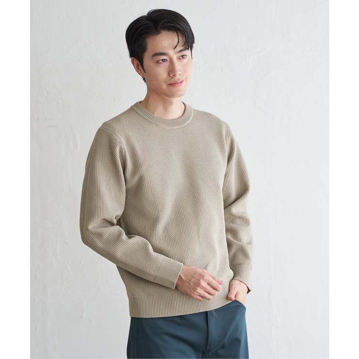 ベージュ | GOKU楽ニット鹿の子クルー | ikka 