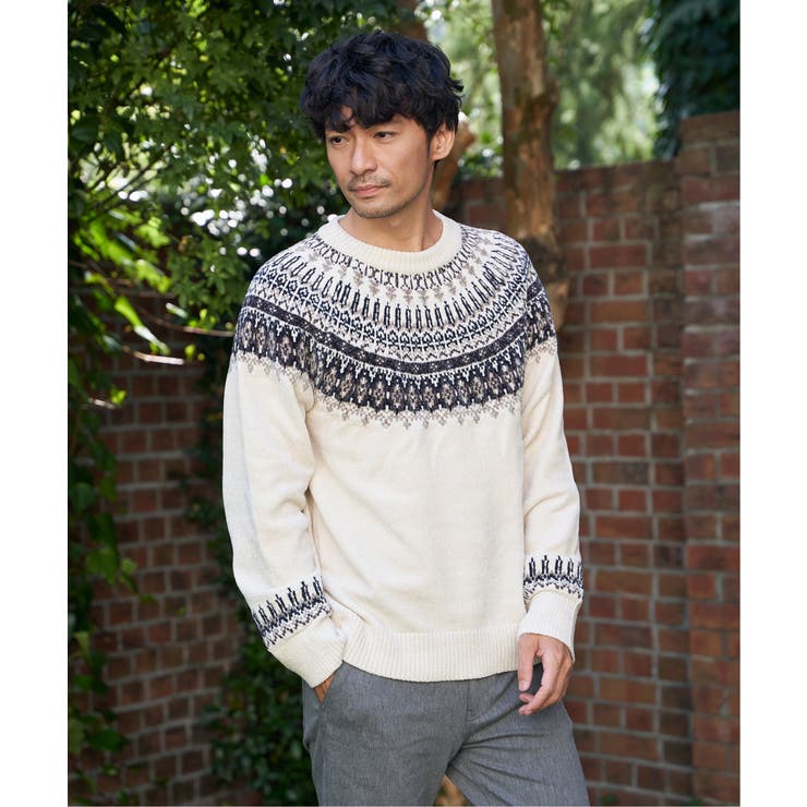 オフホワイト | モール求心柄ニット | ikka 