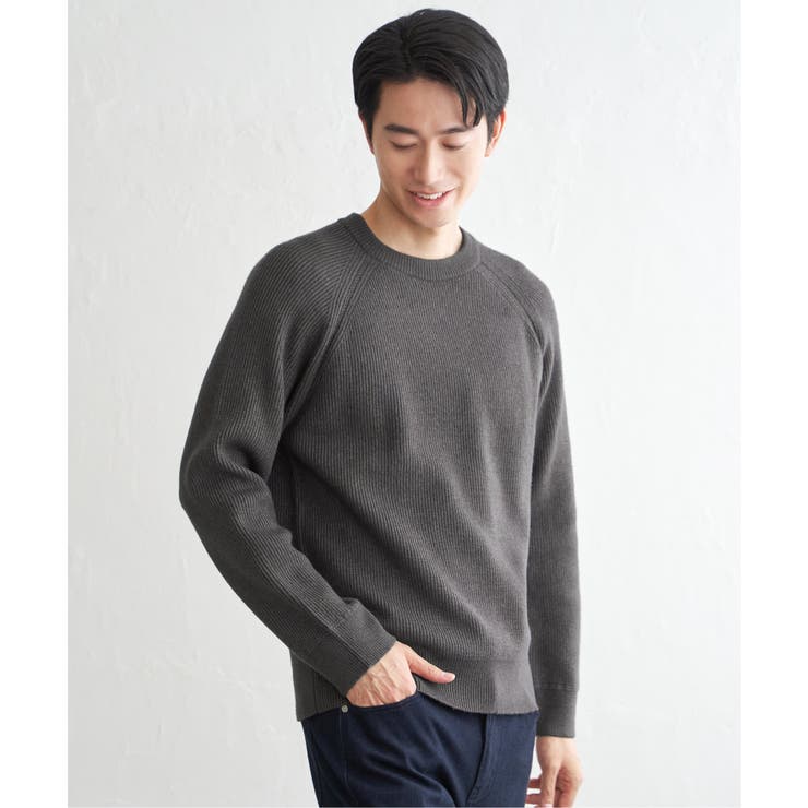 【洗濯機で洗える】ウォッシャブル畦クルーネックニット | ikka  | 詳細画像7 