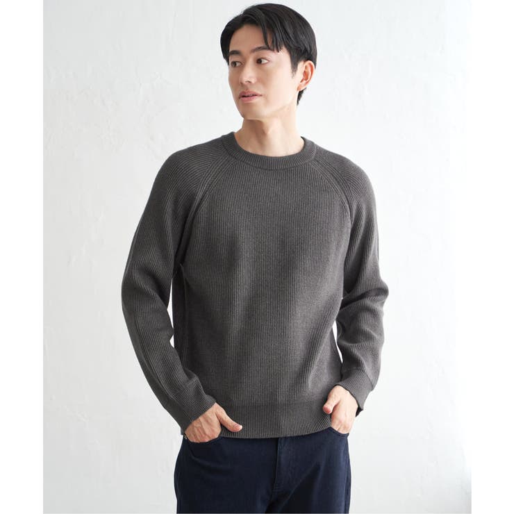 【洗濯機で洗える】ウォッシャブル畦クルーネックニット | ikka  | 詳細画像8 