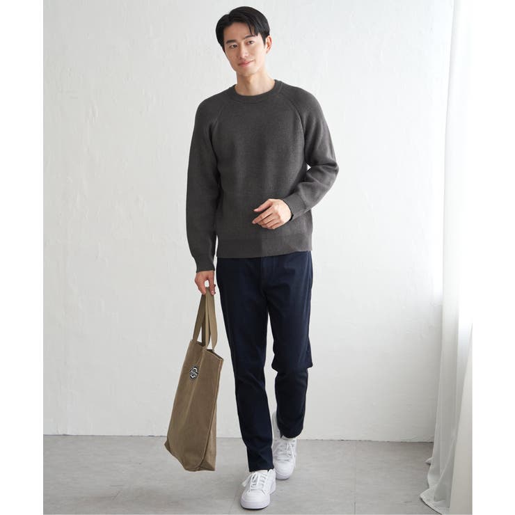 【洗濯機で洗える】ウォッシャブル畦クルーネックニット | ikka  | 詳細画像9 