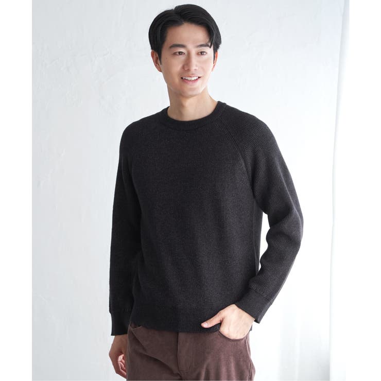 【洗濯機で洗える】ウォッシャブル畦クルーネックニット | ikka  | 詳細画像14 