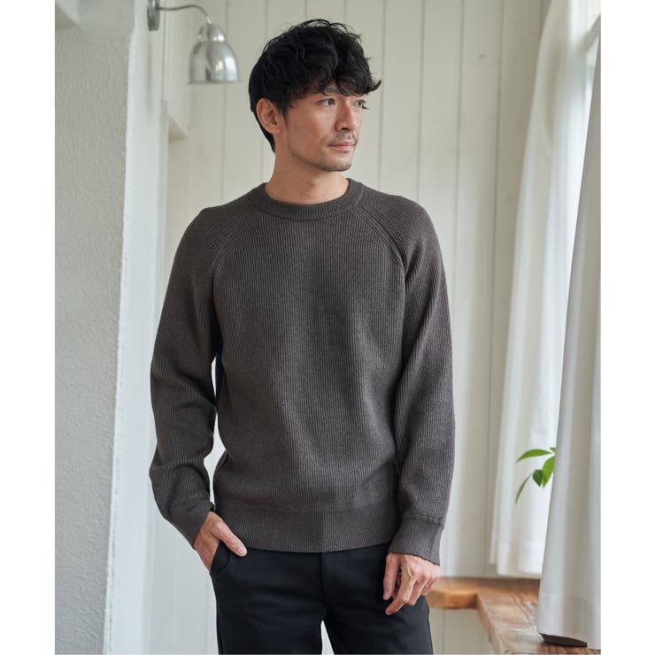 【洗濯機で洗える】ウォッシャブル畦クルーネックニット | ikka  | 詳細画像2 