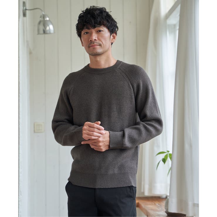 【洗濯機で洗える】ウォッシャブル畦クルーネックニット | ikka  | 詳細画像3 