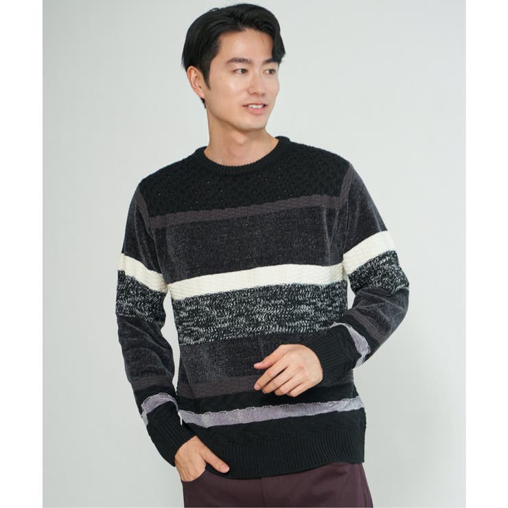 ブラック | モールミックスボーダーニット | ikka 