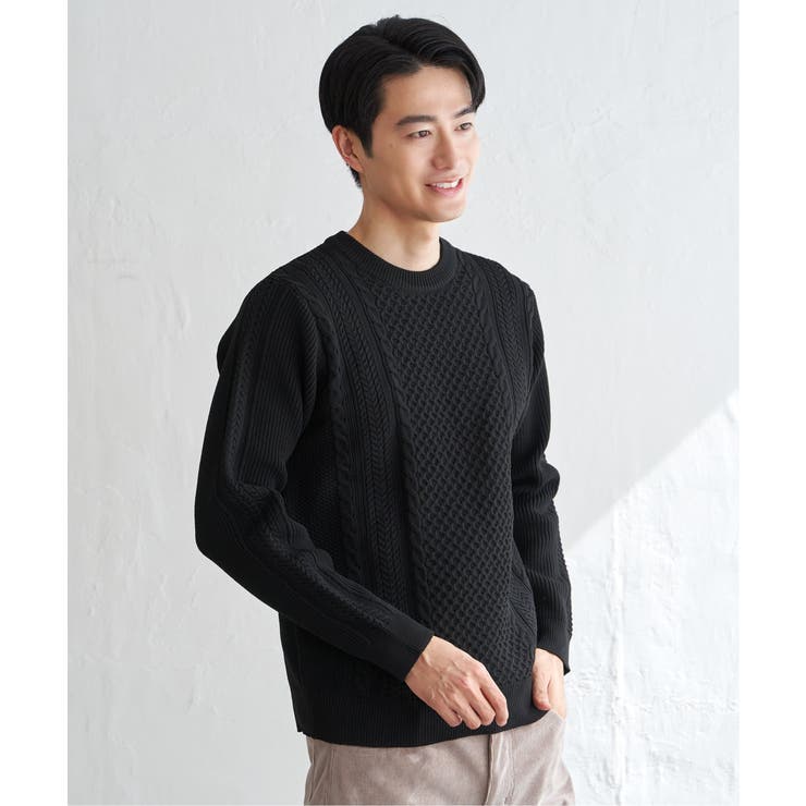 ブラック | GOKU楽ニットアランケーブル | ikka 