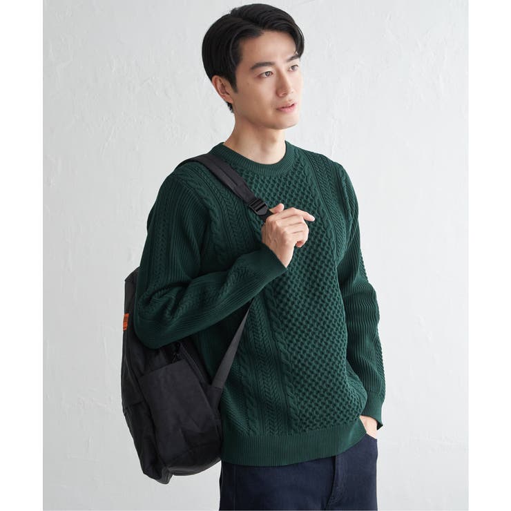 グリーン | GOKU楽ニットアランケーブル | ikka 