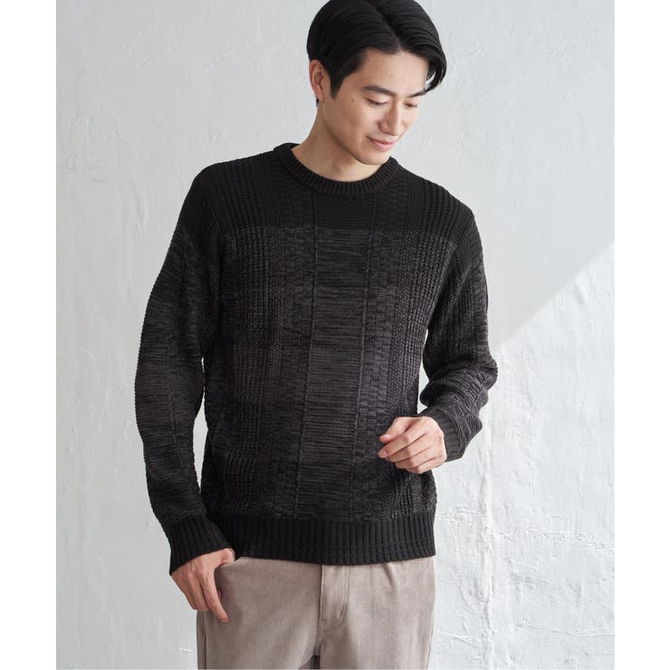 ブラック | メランジグラデーションニット | ikka 