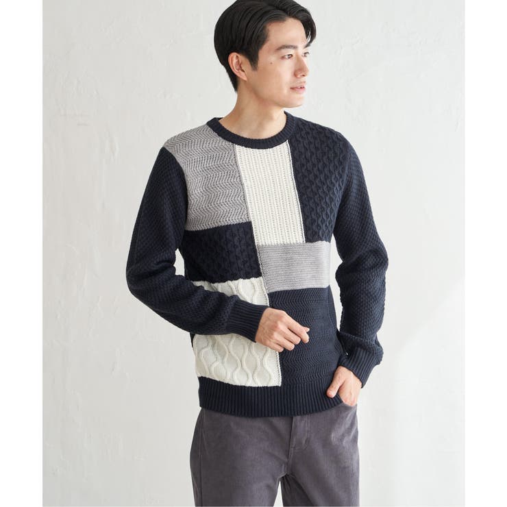 ブロックスクルーネックニット | ikka  | 詳細画像10 