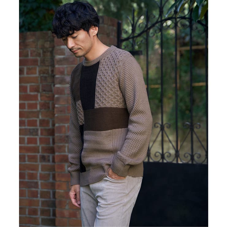 ブロックスクルーネックニット | ikka  | 詳細画像2 