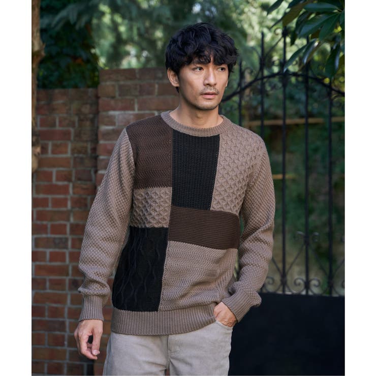 ブロックスクルーネックニット | ikka  | 詳細画像3 