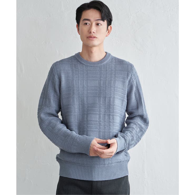 【洗濯機で洗える】ジャカードチェックニット | ikka  | 詳細画像8 