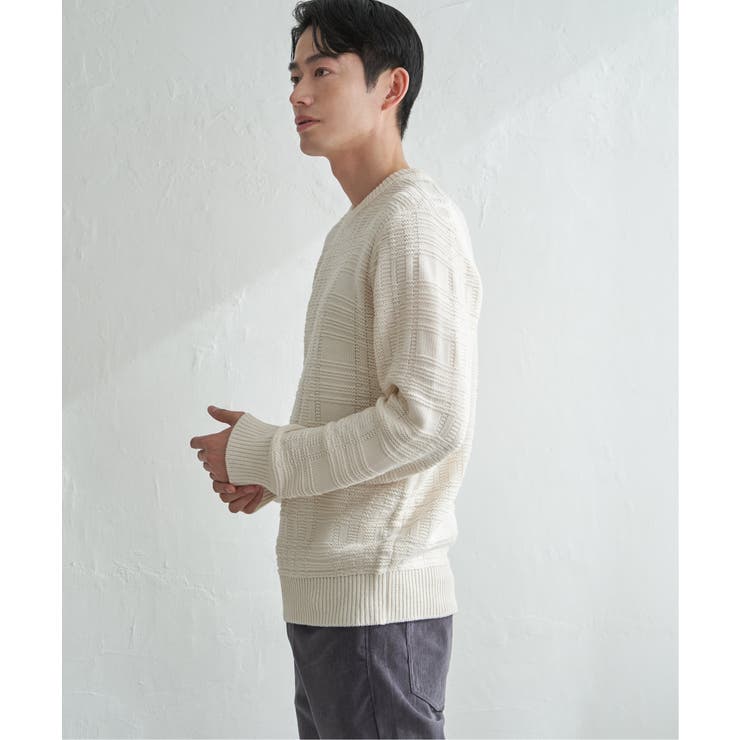 【洗濯機で洗える】ジャカードチェックニット | ikka  | 詳細画像14 