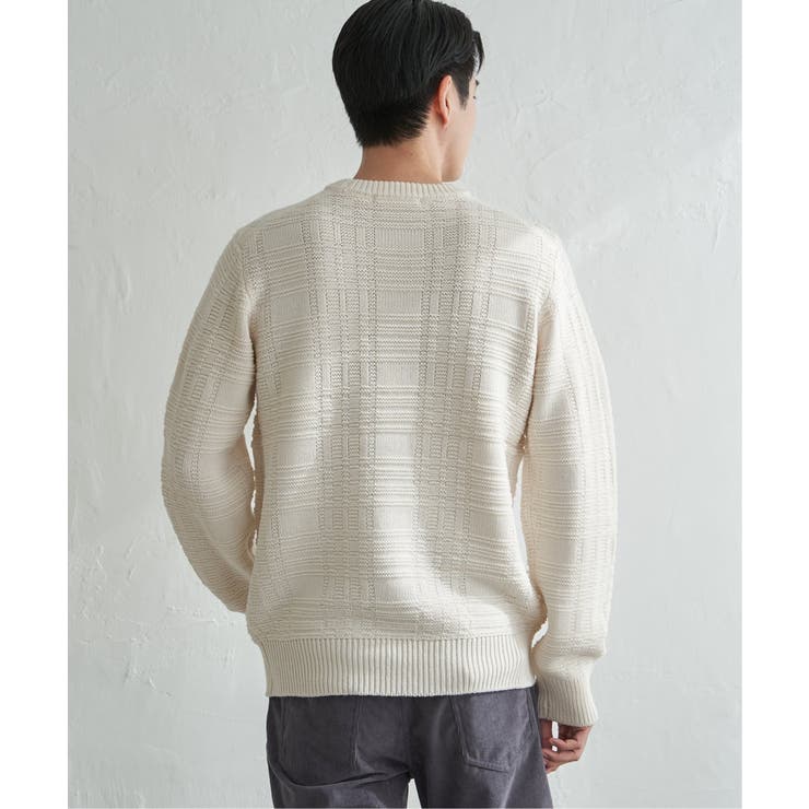 【洗濯機で洗える】ジャカードチェックニット | ikka  | 詳細画像15 