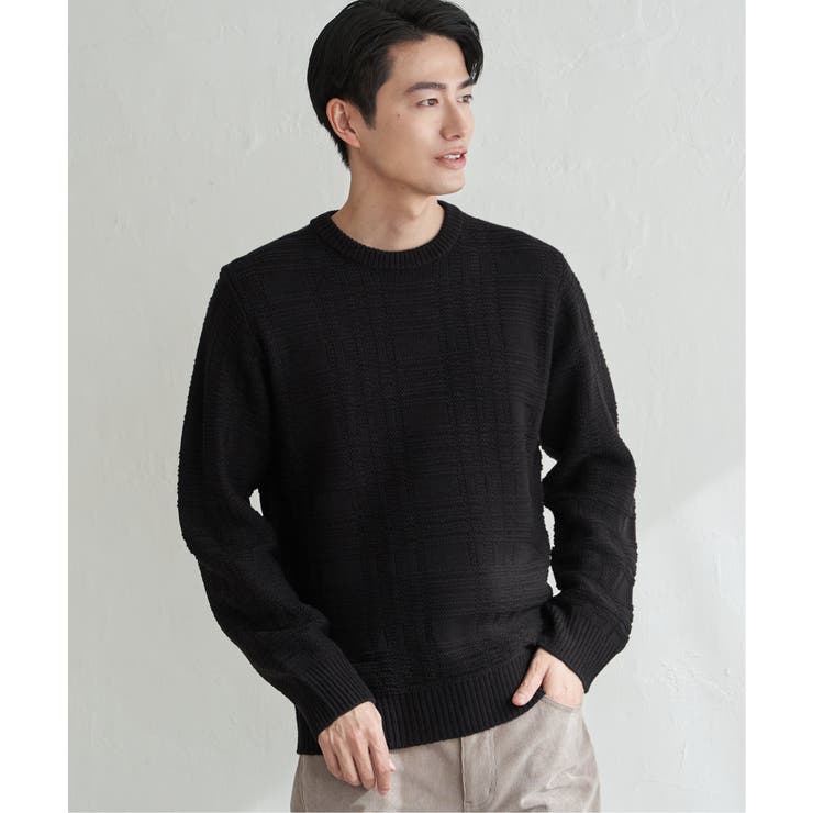 【洗濯機で洗える】ジャカードチェックニット | ikka  | 詳細画像5 