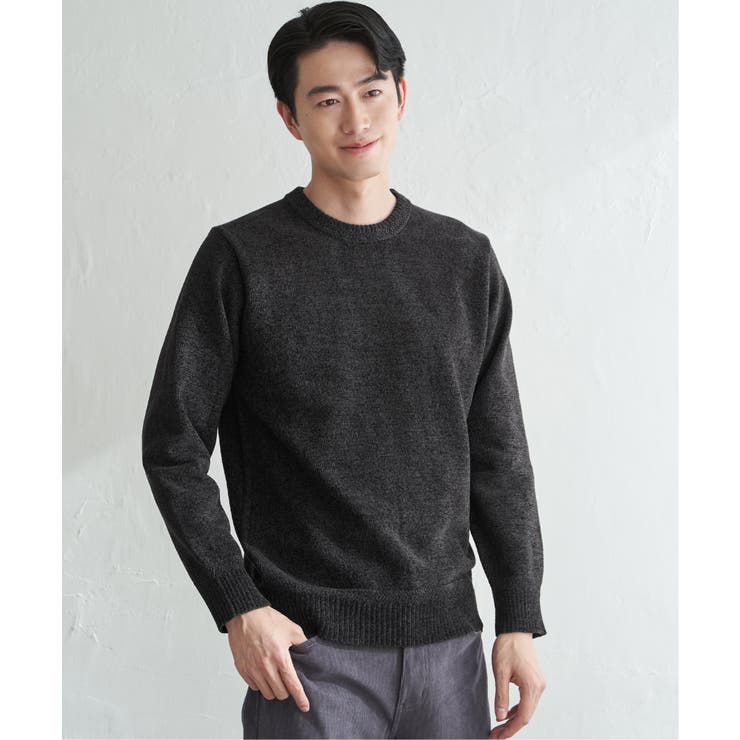 チャコール | Wフェイスモールクルーニット | ikka 