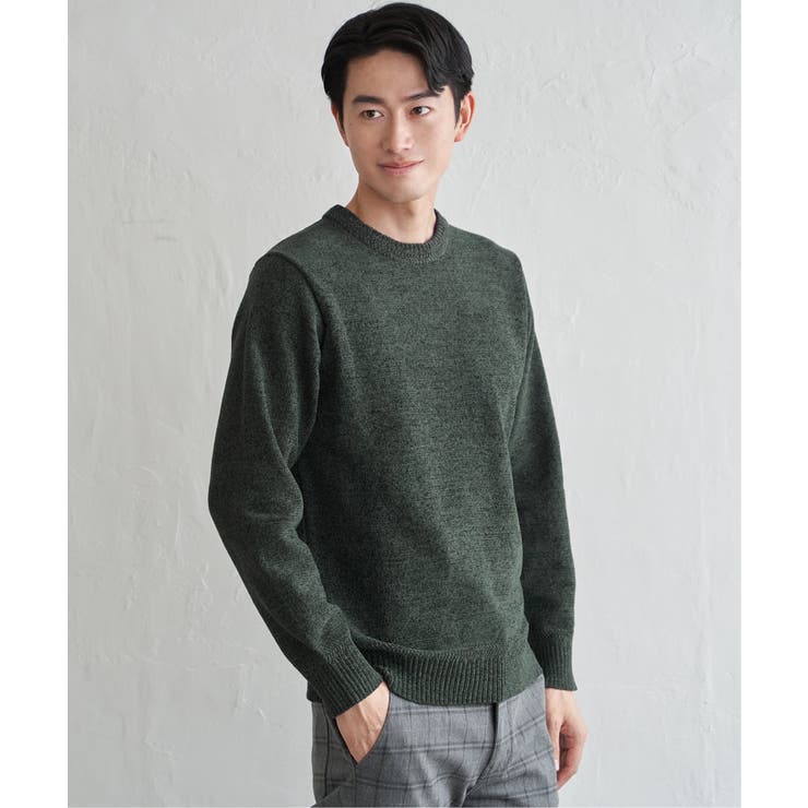 グリーン | Wフェイスモールクルーニット | ikka 