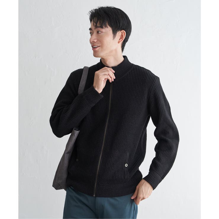 ブラック | スタンドジップニットブルゾン | ikka 