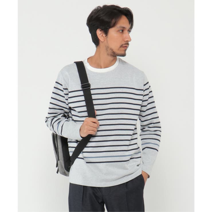 ホワイト | ＷジャガードボーダーロンＴ | ikka 