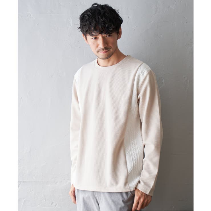ベージュ | フクレジャガード切り替えロンT | ikka 