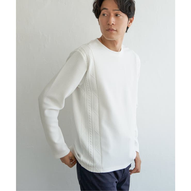 ホワイト | フクレジャガード切り替えロンT | ikka 