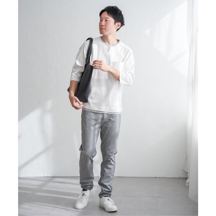 【接触冷感／抗菌防臭】GOKU楽セイケツ7分袖キーネックTシャツ | ikka  | 詳細画像9 