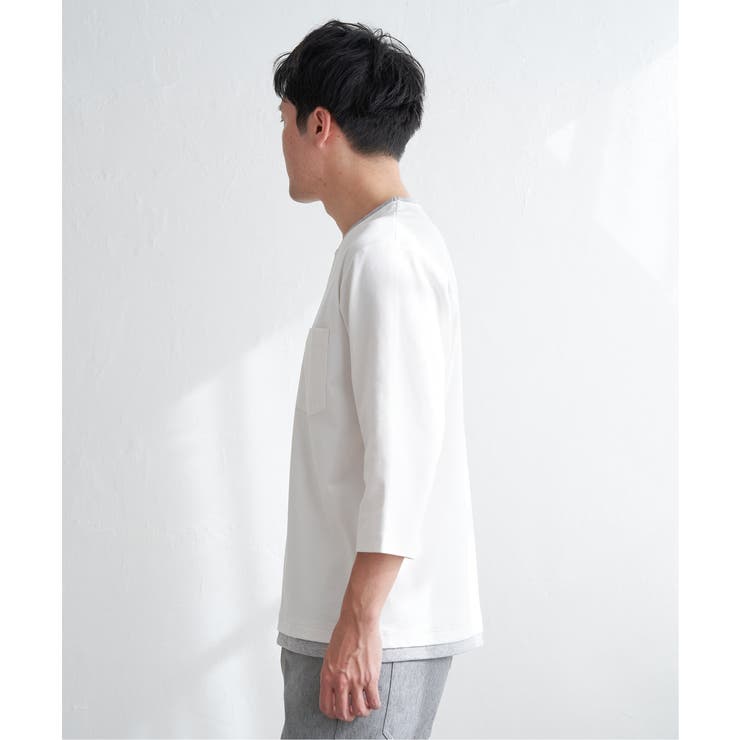 【接触冷感／抗菌防臭】GOKU楽セイケツ7分袖キーネックTシャツ | ikka  | 詳細画像14 