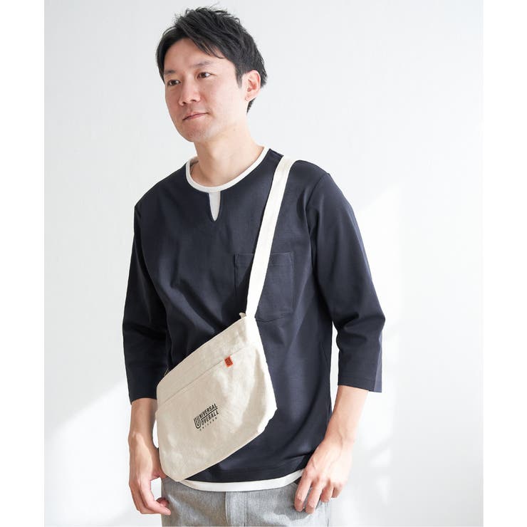 ネイビーブルー | 【接触冷感／抗菌防臭】GOKU楽セイケツ7分袖キーネックTシャツ | ikka 