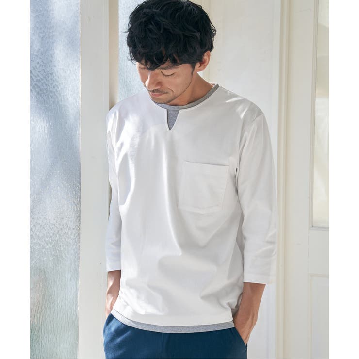 【接触冷感／抗菌防臭】GOKU楽セイケツ7分袖キーネックTシャツ | ikka  | 詳細画像3 