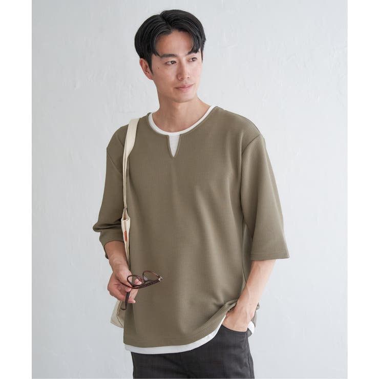 【親子コーデ】キーネックレイヤード7分袖Tシャツ | ikka  | 詳細画像8 