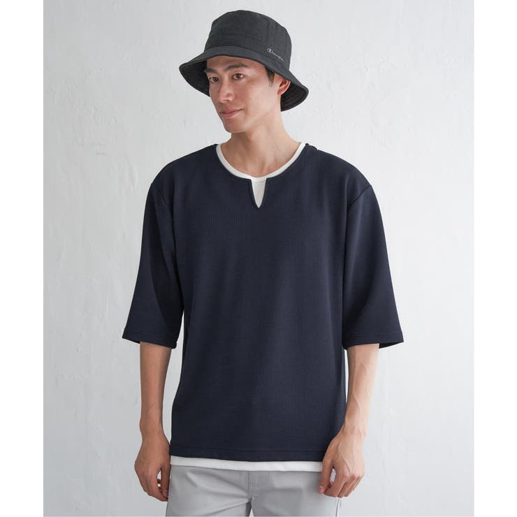 【親子コーデ】キーネックレイヤード7分袖Tシャツ | ikka  | 詳細画像15 