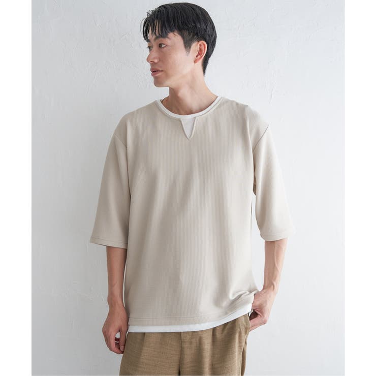 【親子コーデ】キーネックレイヤード7分袖Tシャツ | ikka  | 詳細画像18 